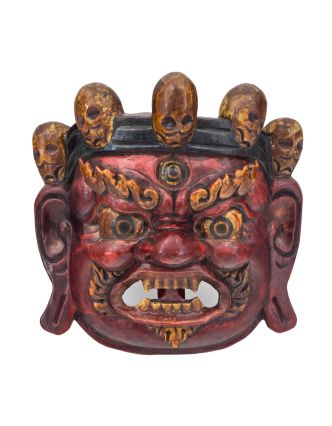 Dřevěná maska, "Bhairab", ručně vyřezávaná, malovaná, 19x8x19cm