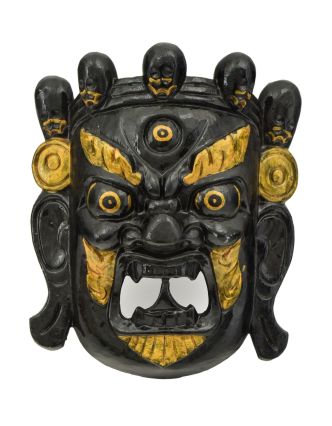 Dřevěná maska, "Bhairab", ručně vyřezávaná, malovaná, 19x9x25cm