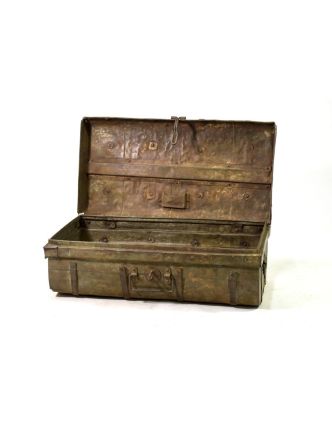 Plechový kufr, zelený, 67x38x29cm