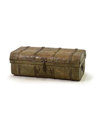 Plechový kufr, zelený, 67x38x29cm