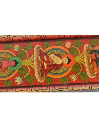 Dřevěný panel, Pět Dhjánibuddhů, ručně malované, 92x20cm