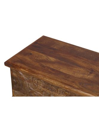 Truhla z mangového dřeva, ručně vyřezávaná, 58x34x37cm