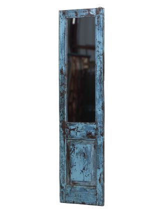Zrcadlo v rámu z teakového dřeva, vyrobené ze starých dveří, 51x4x198cm