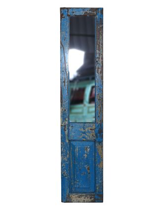 Zrcadlo v rámu z teakového dřeva, vyrobené ze starých dveří, 42x4x193cm