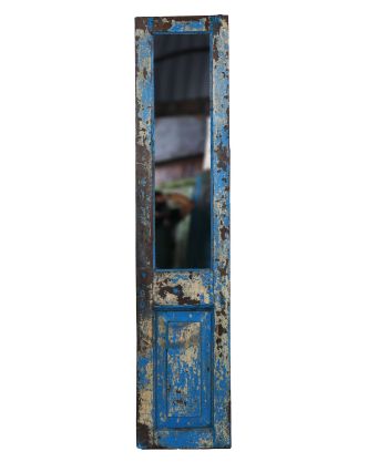 Zrcadlo v rámu z teakového dřeva, vyrobené ze starých dveří, 42x4x192cm