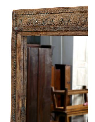 Zrcadlo v rámu z teakového dřeva, ruční řezby, 90x9x175cm