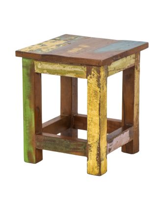 Stolička z antik teakového dřeva, "GOA" styl, 25x25x30cm