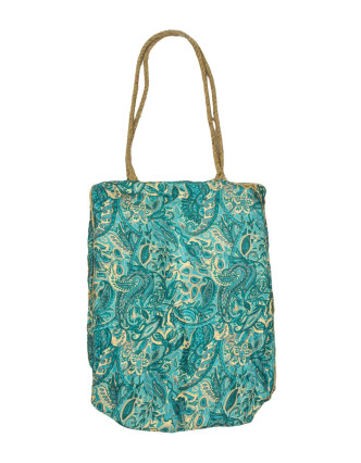 Elegantní plážová taška, zeleno-béžová, rozměr 33x13x45 + 32cm ucha