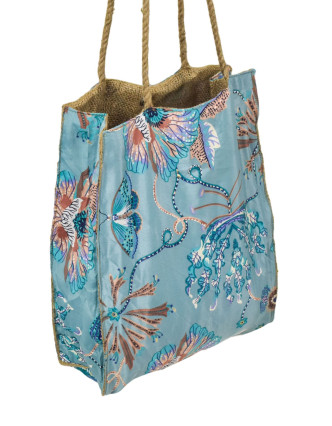 Elegantní plážová taška, modro-hnědá, rozměr 33x13x45 + 32cm ucha