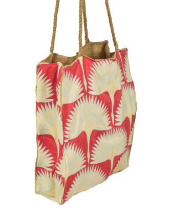 Elegantní plážová taška, růžovo-béžová, rozměr 33x13x45 + 32cm ucha