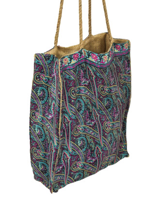 Elegantní plážová taška, zeleno-fialová, rozměr 33x13x45 + 32cm ucha