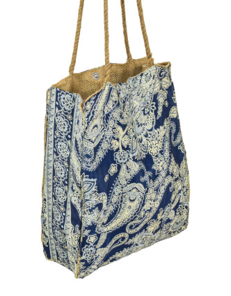 Elegantní plážová taška, modro-béžová, rozměr 33x13x45 + 32cm ucha
