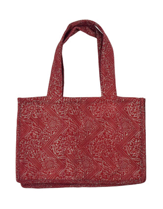 Elegantní plážová taška, červeno-šedá, rozměr 48x13x34 + 34cm ucha
