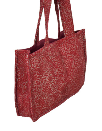 Elegantní plážová taška, červeno-šedá, rozměr 48x13x34 + 34cm ucha