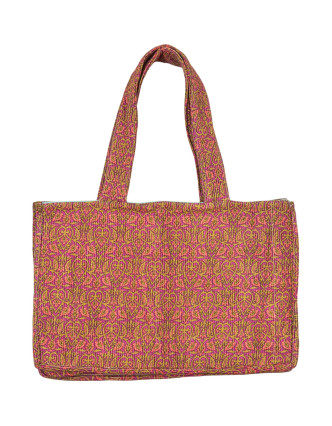 Elegantní plážová taška, růžovo-hnědá, rozměr 48x13x34 + 34cm ucha