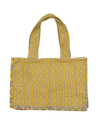 Elegantní plážová taška, žluto-fialová, rozměr 48x13x34 + 34cm ucha
