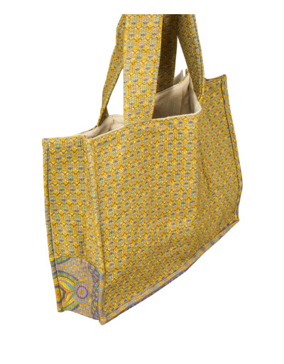 Elegantní plážová taška, žluto-fialová, rozměr 48x13x34 + 34cm ucha