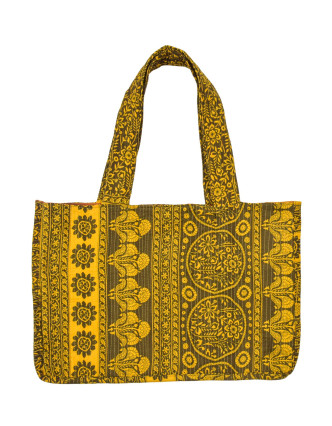 Elegantní plážová taška, žluto-hnědá, rozměr 48x13x34 + 34cm ucha