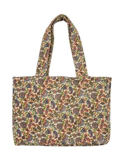 Elegantní plážová taška, béžová s barevným potiskem, rozměr 48x13x34 + 34cm ucha