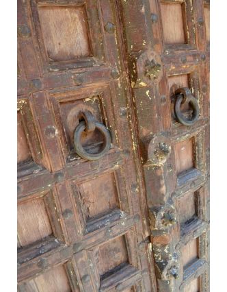 Antik dveře s rámem z Gujaratu, teakové dřevo, malované, 135x50x235cm
