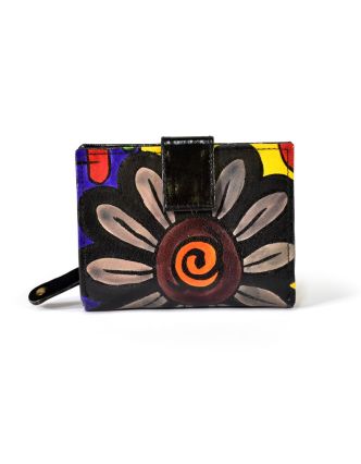 Kožená peněženka "margreta flowers", černá, 12x10cm