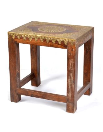Stolička s mosazným kováním, indický palisandr, 35x28x37cm