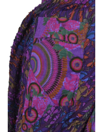 Dlouhé fialové šaty na ramínka s květinovým potiskem