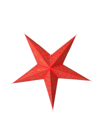 Červený papírový lampion hvězda "Star Star", zlacená, 5 cípů, 60cm