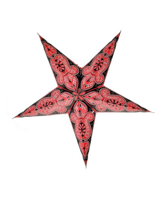 Hvězda, papírový lampion, červeno-černý, pěticípý, 60cm