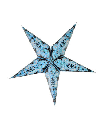 Hvězda, papírový lampion, modro-černý, pěticípý, 60cm