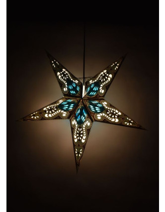 Hvězda, papírový lampion, modro-černý, pěticípý, 60cm
