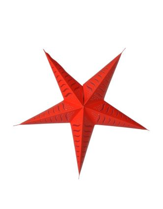 Červený papírový lampion hvězda "Stripes", prostřihy, 5 cípů, 60cm