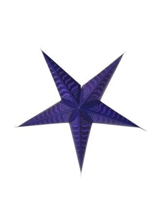 Tmavě fialový papírový lampion hvězda "Stripes", prostřihy, 5 cípů, 60cm
