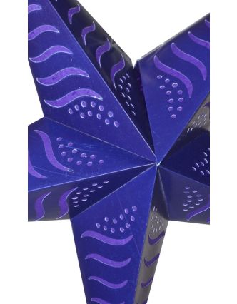 Tmavě fialový papírový lampion hvězda "Stripes", prostřihy, 5 cípů, 60cm