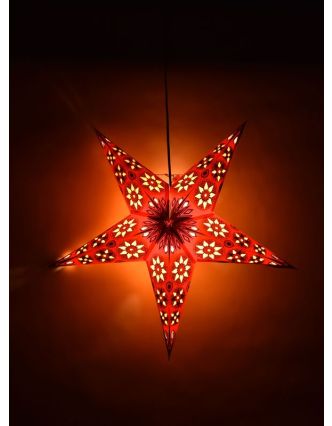 Vánoční hvězda, papírový lampion, růžovo-žlutý, pět cípů, 60cm