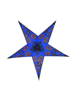 Vánoční hvězda, papírový lampion, modro-oranžový, pět cípů, 60cm