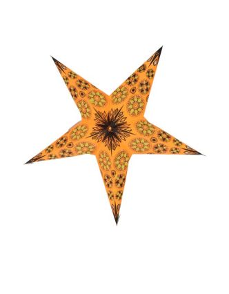 Vánoční hvězda, papírový lampion, oranžovo-žlutý, pět cípů, 60cm