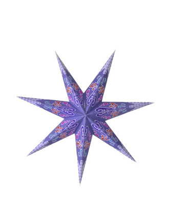 Fialový papírový lampion hvězda "Ornamental", 7 cípů, 60cm