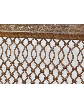 Lavice z antik teakového dřeva a kovanou mříží, 152x75x88cm