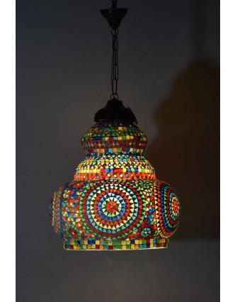 Skleněná mozaiková lampa, multibarevná, ruční práce, 40x50cm