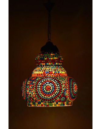 Skleněná mozaiková lampa, multibarevná, ruční práce, 40x50cm