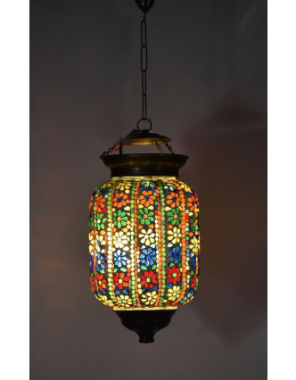 Skleněná mozaiková lampa, multibarevná, ruční práce, 18x28cm