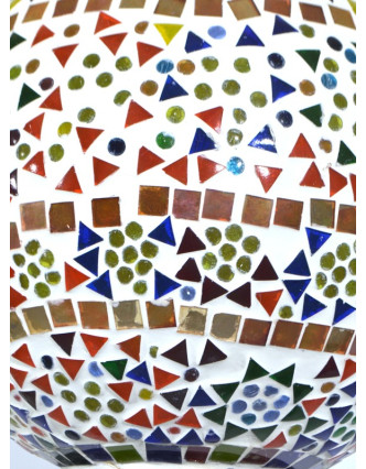 Kulatá skleněná mozaiková lampa, multibarevná, ruční práce, 25x33cm