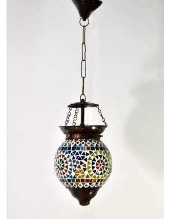 Kulatá skleněná mozaiková lampa, ruční práce, 16x22cm