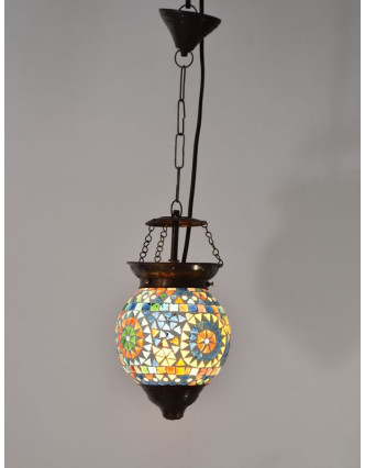 Kulatá skleněná mozaiková lampa, ruční práce, 16x22cm