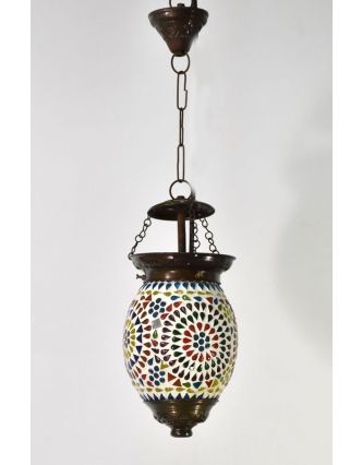 Kulatá skleněná mozaiková lampa, ruční práce, 15x20cm