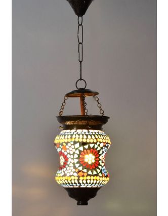 Kulatá skleněná mozaiková lampa, ruční práce, 14x20cm