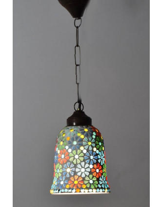 Otevřená skleněná mozaiková lampa, ruční práce, 14x22cm