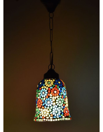 Otevřená skleněná mozaiková lampa, ruční práce, 14x22cm