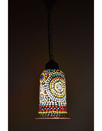 Otevřená skleněná mozaiková lampa, ruční práce, 15x30cm